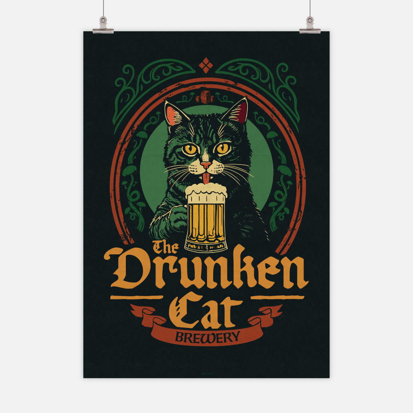 Drunken Cat Poster