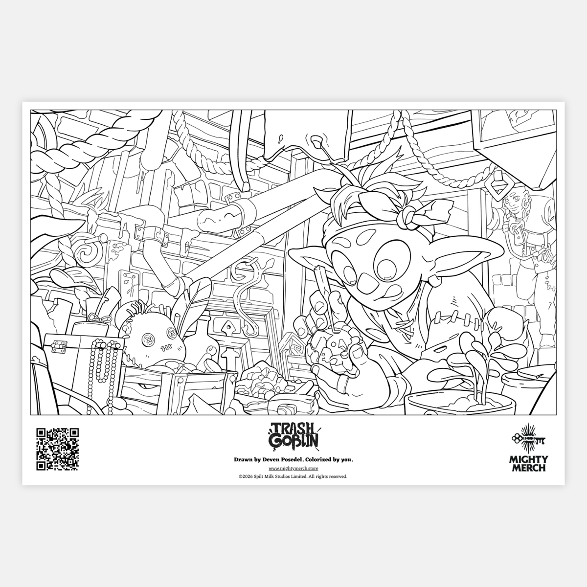 Trash Goblin Colouring Page