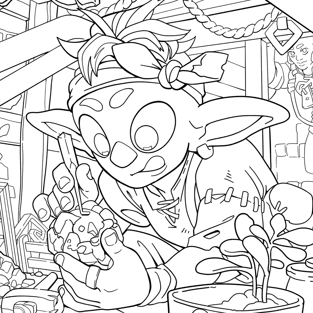 Trash Goblin Colouring Page